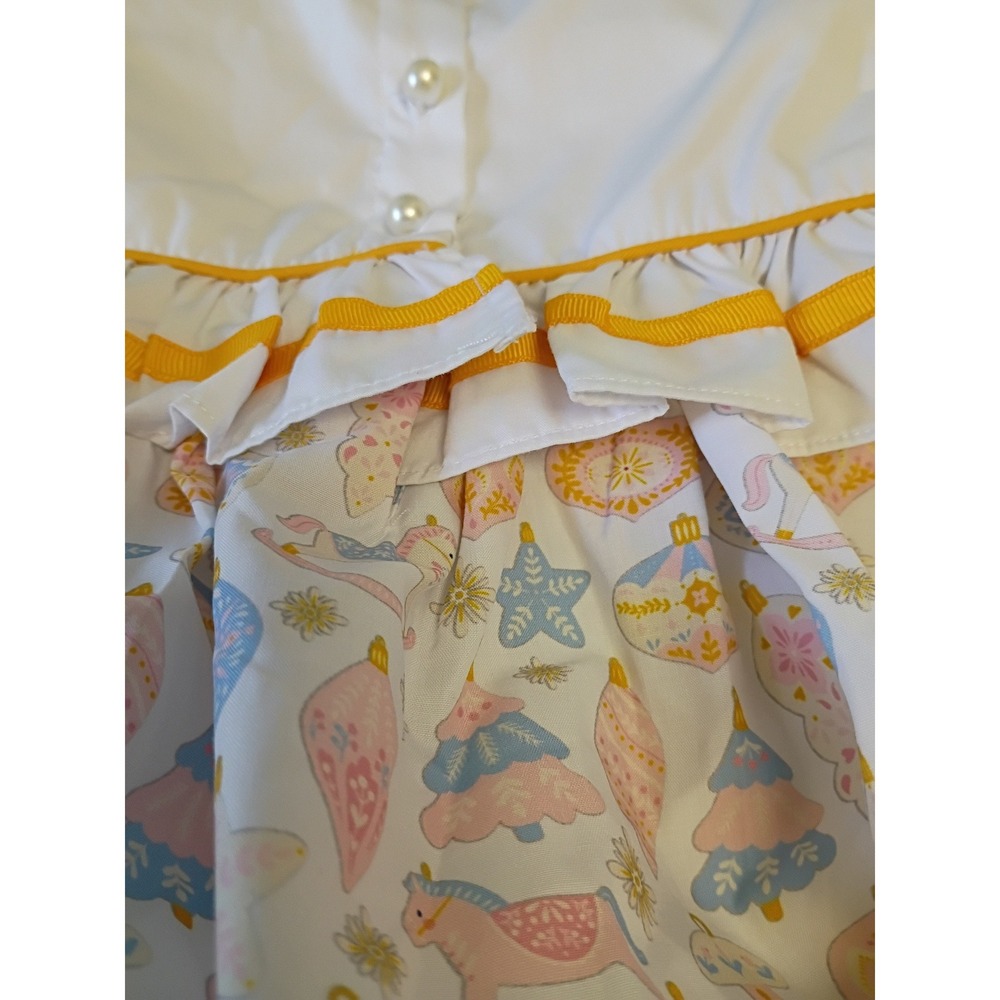Honey Bear Boutique Pastel Christmas Ornament Rocking Horse Bubble Romper 24M - Picture 7 of 7